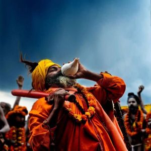 Sadhu Blowing Conch